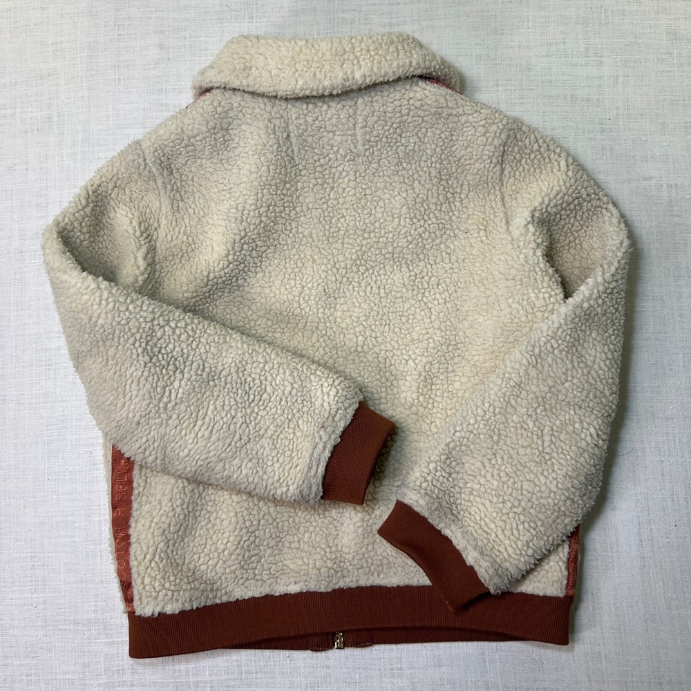 Scotch & Soda Girls Fleece Jacket Sz 8 /128 Cream Teddy Zip Up R'BELLE TAPE TRIM - Picture 3 of 11